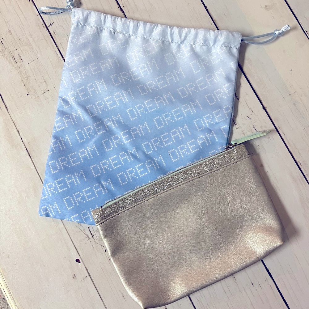 Ipsy Coordinating Cosmetic Bag Bundle, Set of 2, Light Blue & Silver Dream